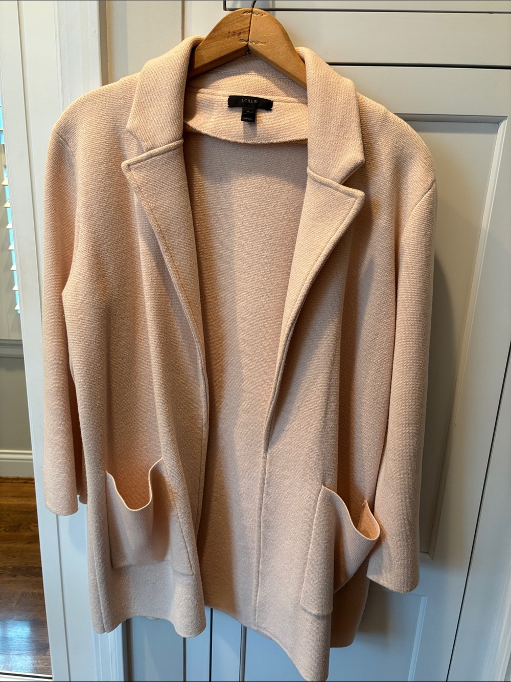 J. Crew Soft Blush Open-Front Knit Blazer
